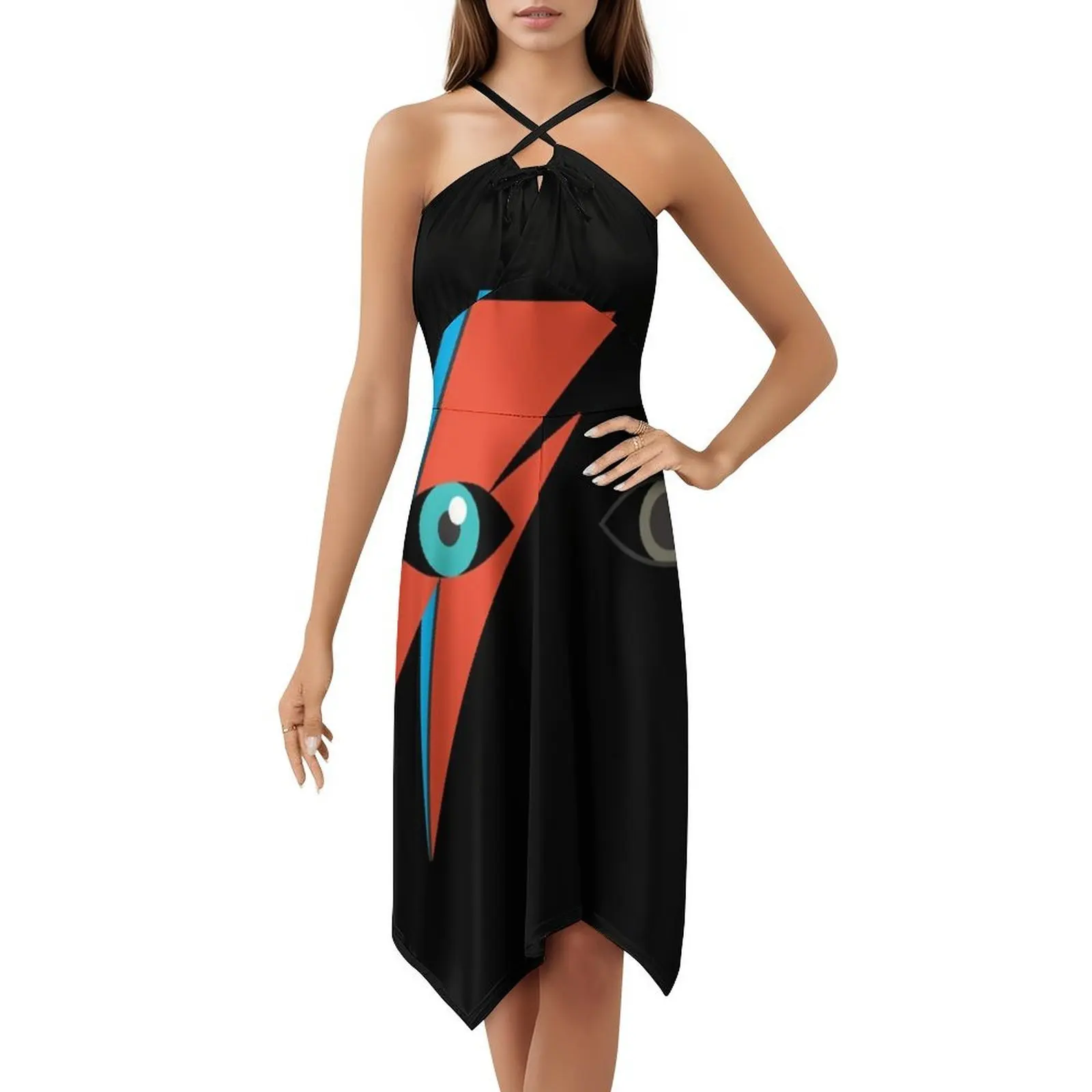 Bowie ( Aladdin Sane ) Women's Streetwear Party Dress Trendy Print Club Clothing For Female Bowie Aladdin Sane Womens Dresses #5