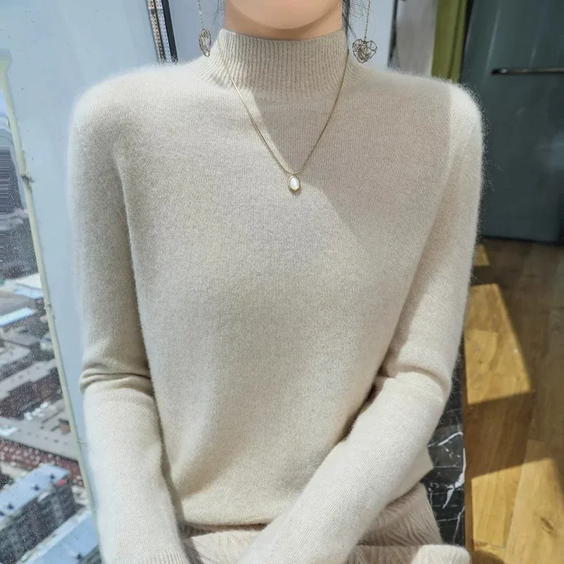 Autumn and winter new 100% pure cashmere first-line ready-to-wear turtleneck women's pullover knitwear loose sweater