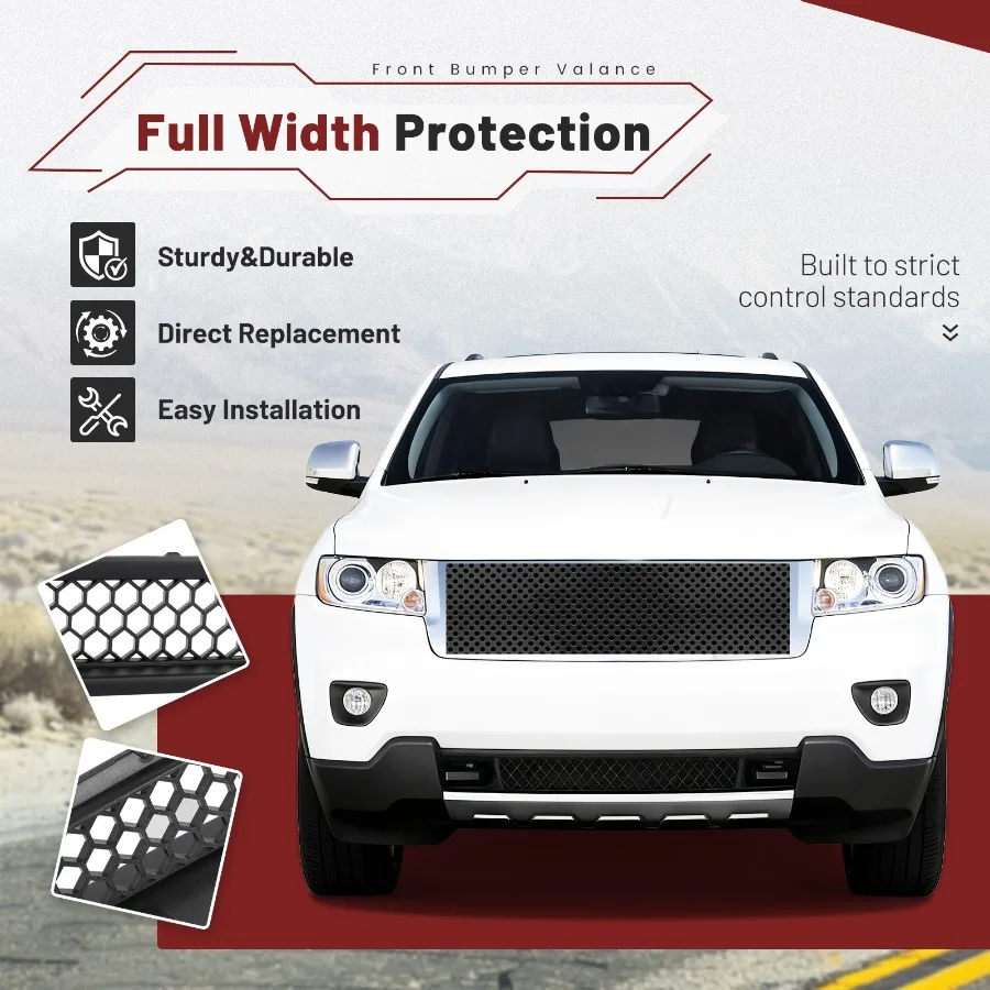 For Jeep 2011-2013 Grand Cherokee 4-Door New Black Lower Front Bumper Valance