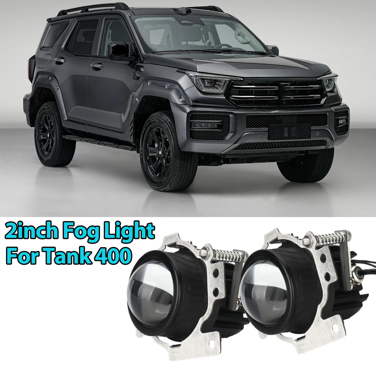 2inch Car Projector Lens Fog Light CSP Chip Yellow White Light Fog Light Upgraded 12V Waterproof Bi Led For Tank 400