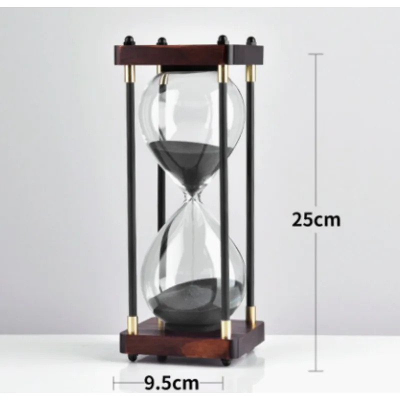 1pack Large Hourglass Timer 60 Minute, Decorative Wooden Sandglass, Black&multiple Colors of Sands