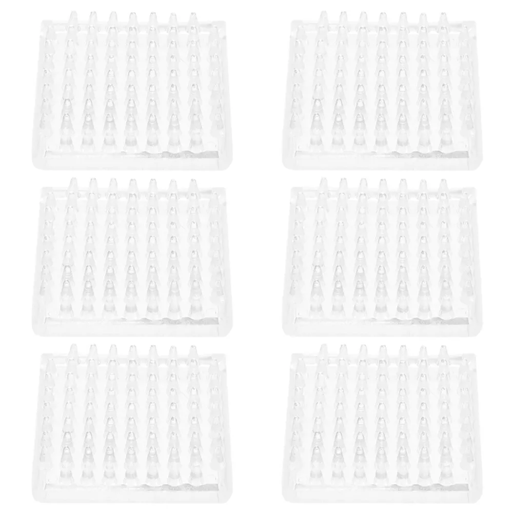 6Pcs Clear Square Anti-Slide Furniture Leg Protectors Spiked Design Floor Protectors for Chairs Sofas Tables
