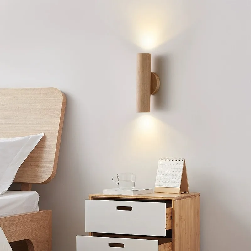 LED Wand leuchte Massivholz Holz Schlafzimmer Nachttisch Licht Wohnkultur nordische Wohnzimmer Leuchten Gu10 Glühbirne 110V 220V