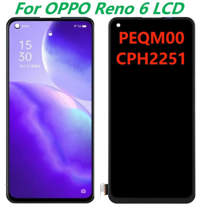 

Original 6.43" AMOLED For OPPO Reno 6 PEQM00 CPH2251 LCD Display Touch Screen Digitizer Assembly Parts For OPPO Reno 6 5G LCD