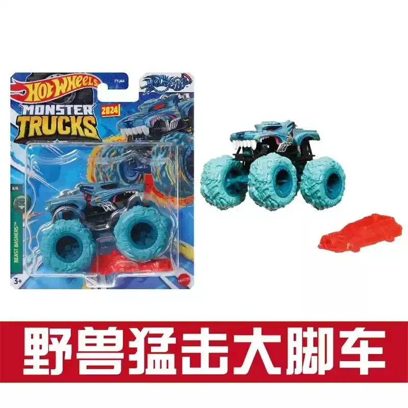 Original Hot Wheels Monster Car Crushed Trucks Big Foot Boys Toys 1/64 Diecast Mega Wrex Nissan Pickup Batman Beast Bashers Gift