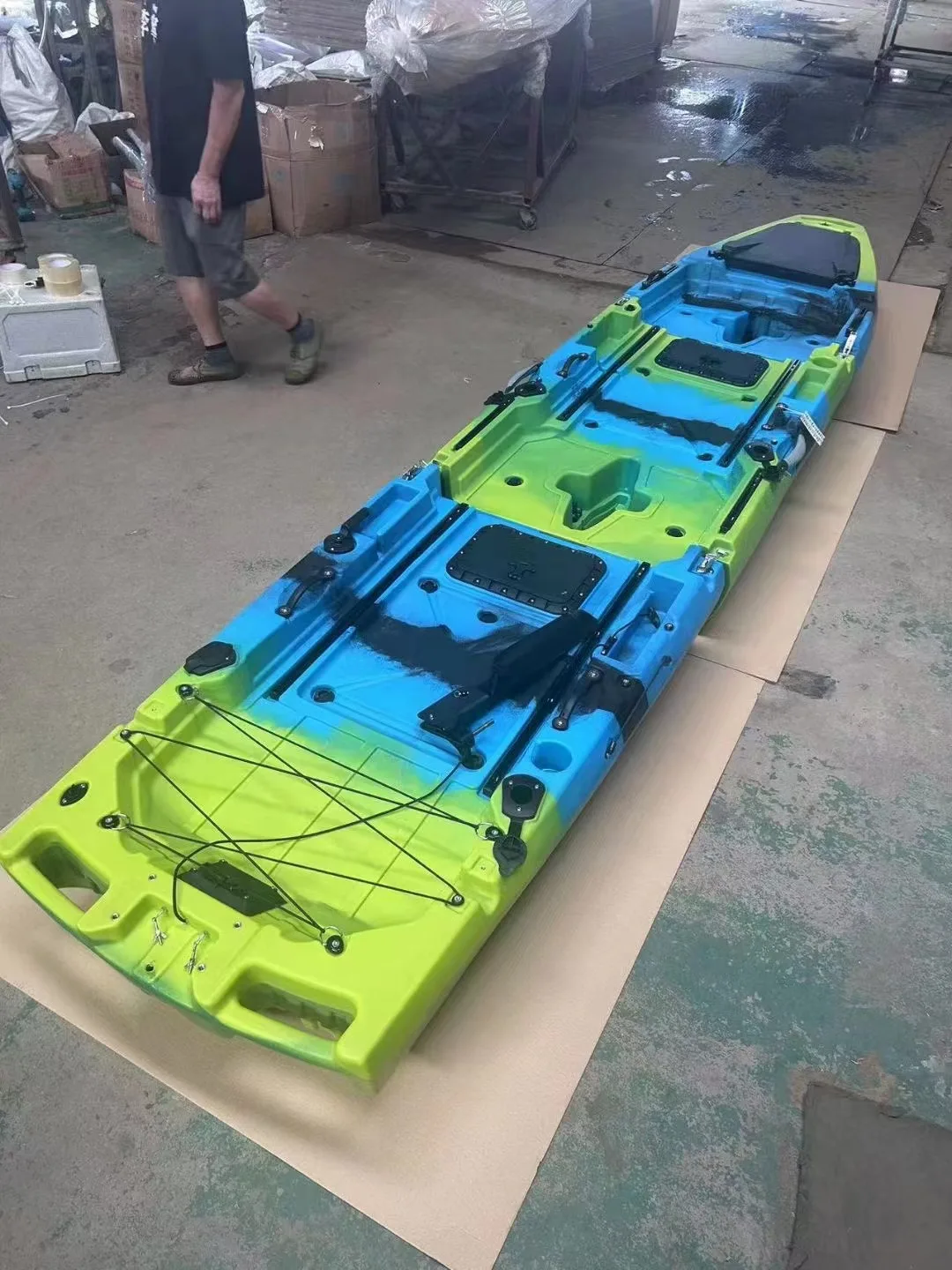 Vicking 9.5FT Modular Fishing Kayak Section Professional Lldpe Plastic Pedal Drive Boat Single Sit Top 2 Piece VK 1 Person