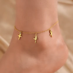 Stainless Steel Anklet Simple Fashion Elegant Ballet Dance Minimalism Hanging Anklets For Women Jewelry High-end Banquet Gifts