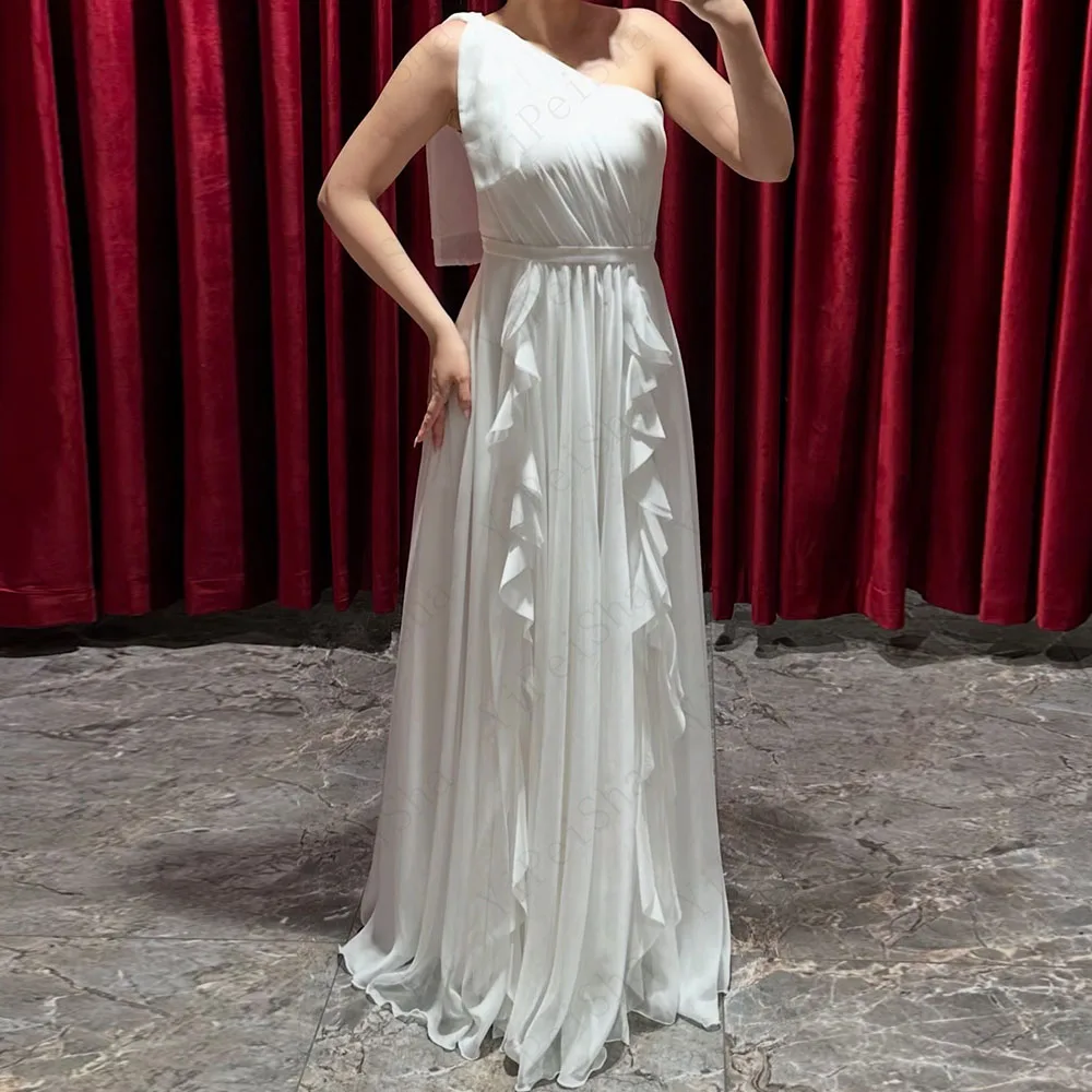 

Индивидуальные платья для выпускного вечера трапециевидной формы длиной до пола, вечернее платье без рукавов на одно плечо, простое модное драпированное вечернее платье с открытой спиной