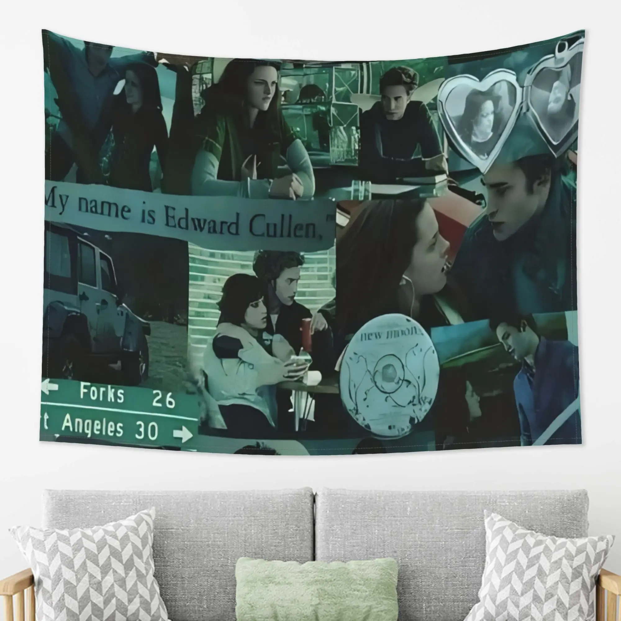 Twilight Saga Tapestry - Edward Cullen and Bella Collage for Bedroom and Living Room Decor, Perfect Gift for Fans