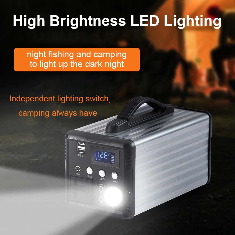 220V Portable Power Station AC DC 200/300/500W Solar Generator Outdoor Work Travel Home Emergency Power Supply