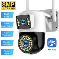 Yoosee 4K 8MP lente Dual pantallas Color visión nocturna seguimiento automático Audio bidireccional sistema de cámaras de seguridad impermeable al aire libre