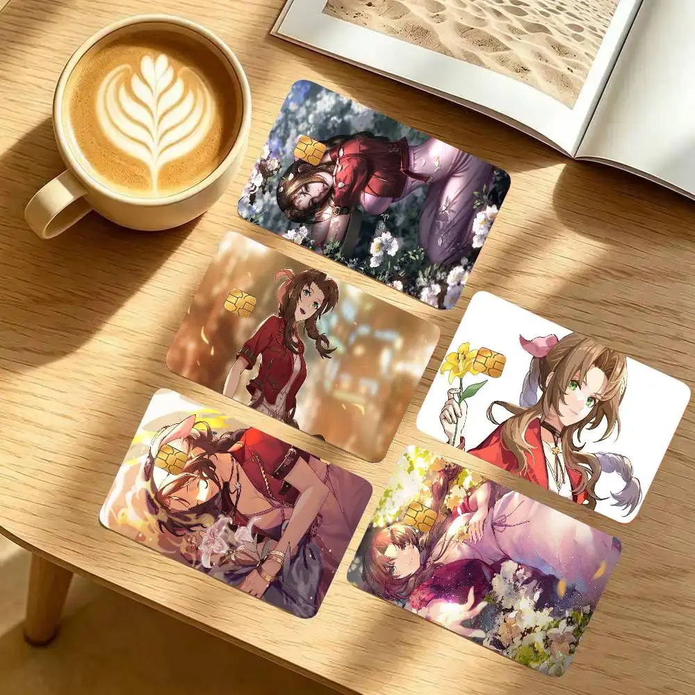 Aerith Animated Game Character F-FINAL FANTASY VII Art Print Credit Card Skin Waterproof PVC Bank Card Decal
