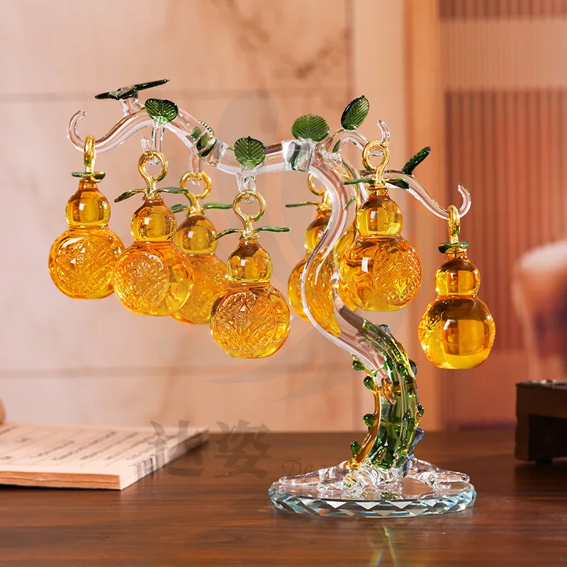 

Hxl crystal glass gourd ornament - decorative piece for living room or office
