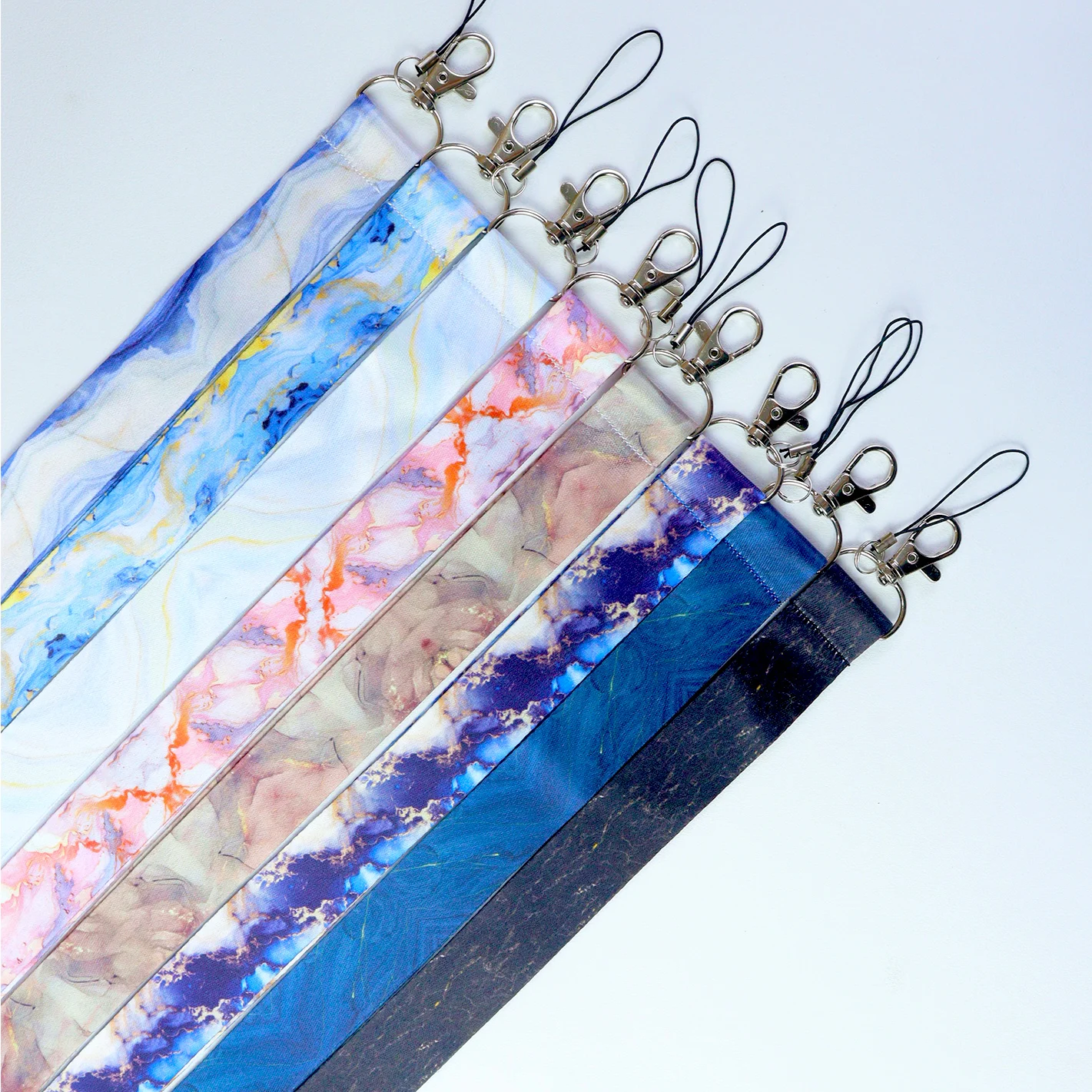 

Marble Texture Cell Phone Lanyard Key Accessory Double Sided Printed Polyester Office ID Lanyard