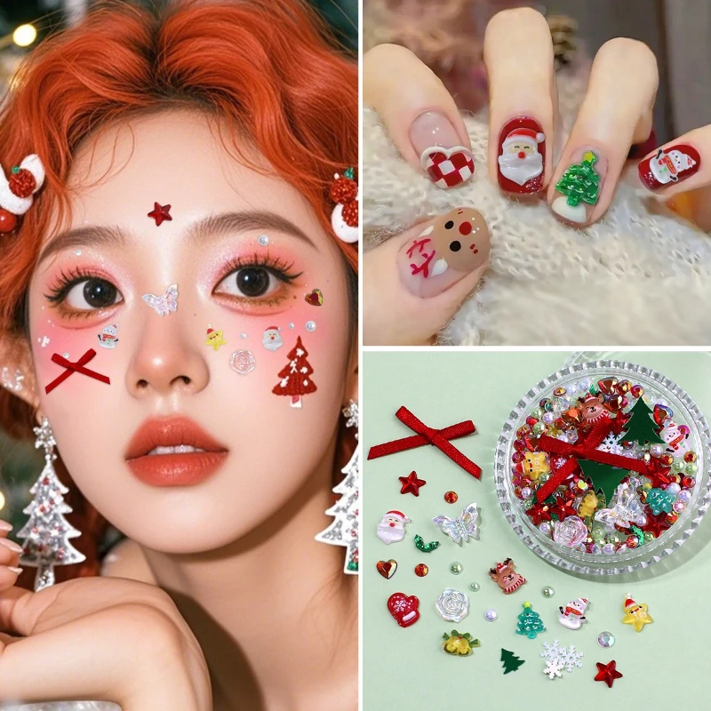 

Новые милые персонализированные рождественские маникюрные украшения-дерево и олень, декор для ногтей, праздничные праздничные аксессуары для дизайна ногтей с блестящими акцентами