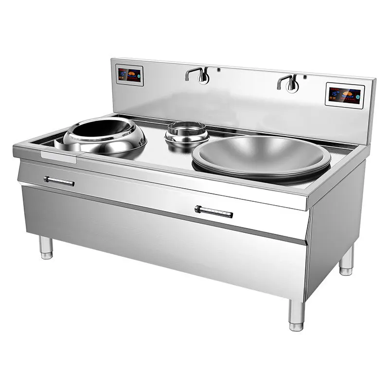 

Commercial high power one large and one small school unit kitchen canteen electric stove large pot stove