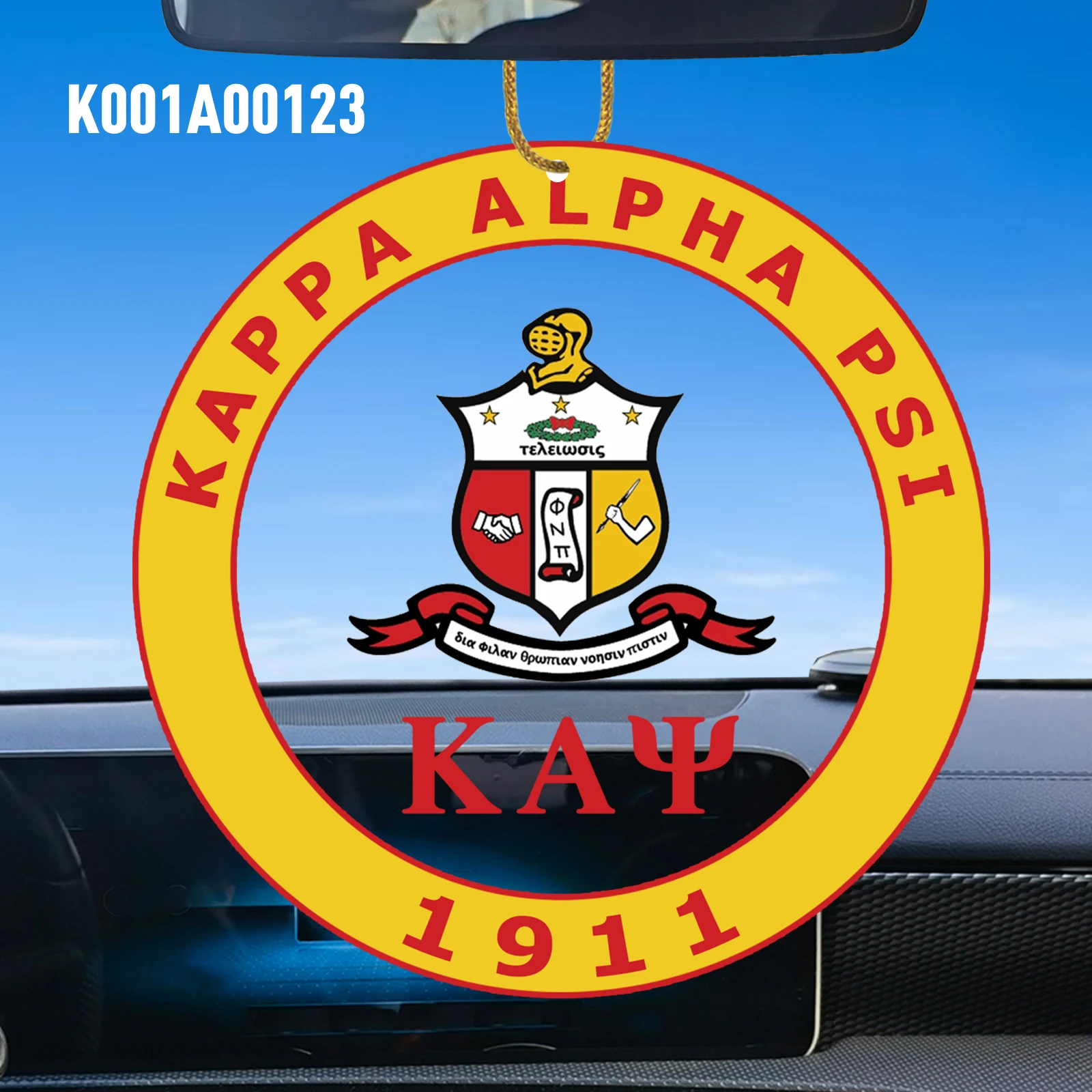 K001A00123 Kappa Alpha Psi Round key chain pendant, car decoration decoration acrylic material backpack pendant