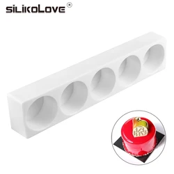 SILIKOLOVE 5 Cavitie Round Cylinder Mousse Cake Mold Silicone Pastry Molds Non-stick Silicone Baking Form Bakeware Tools