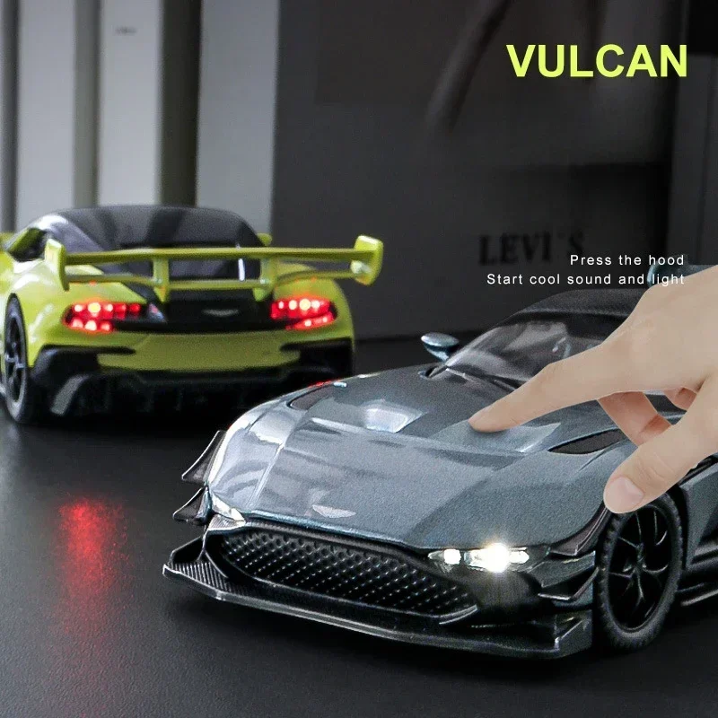 1:32 aston martin vulcan carro esportivo simulação diecast liga de metal modelo carro som luz puxar para trás coleção crianças brinquedos presentes