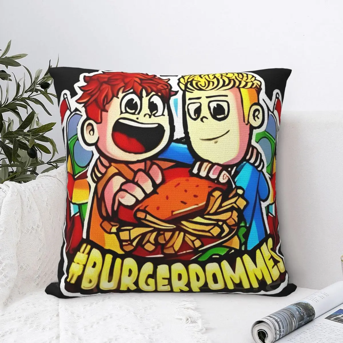 Burgerpommes Icrimax Square Pillow Case Polyester Throw Pillow Anime Cartoon Custom Cushion Covers