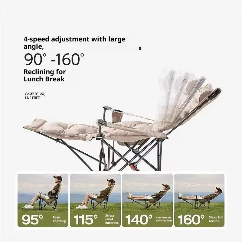 Modern Customizable Folding Recliner Lunch Rest Bed Four-gear Arm Thickened Metal Legs  Installation Outdoor Beach Chair