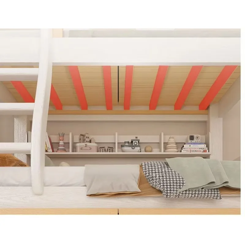 Cheap Kids Bedroom Furniture Solid Wood Cartoon Bed Children Bunk Bed for Stair Storage Study Table With Slide