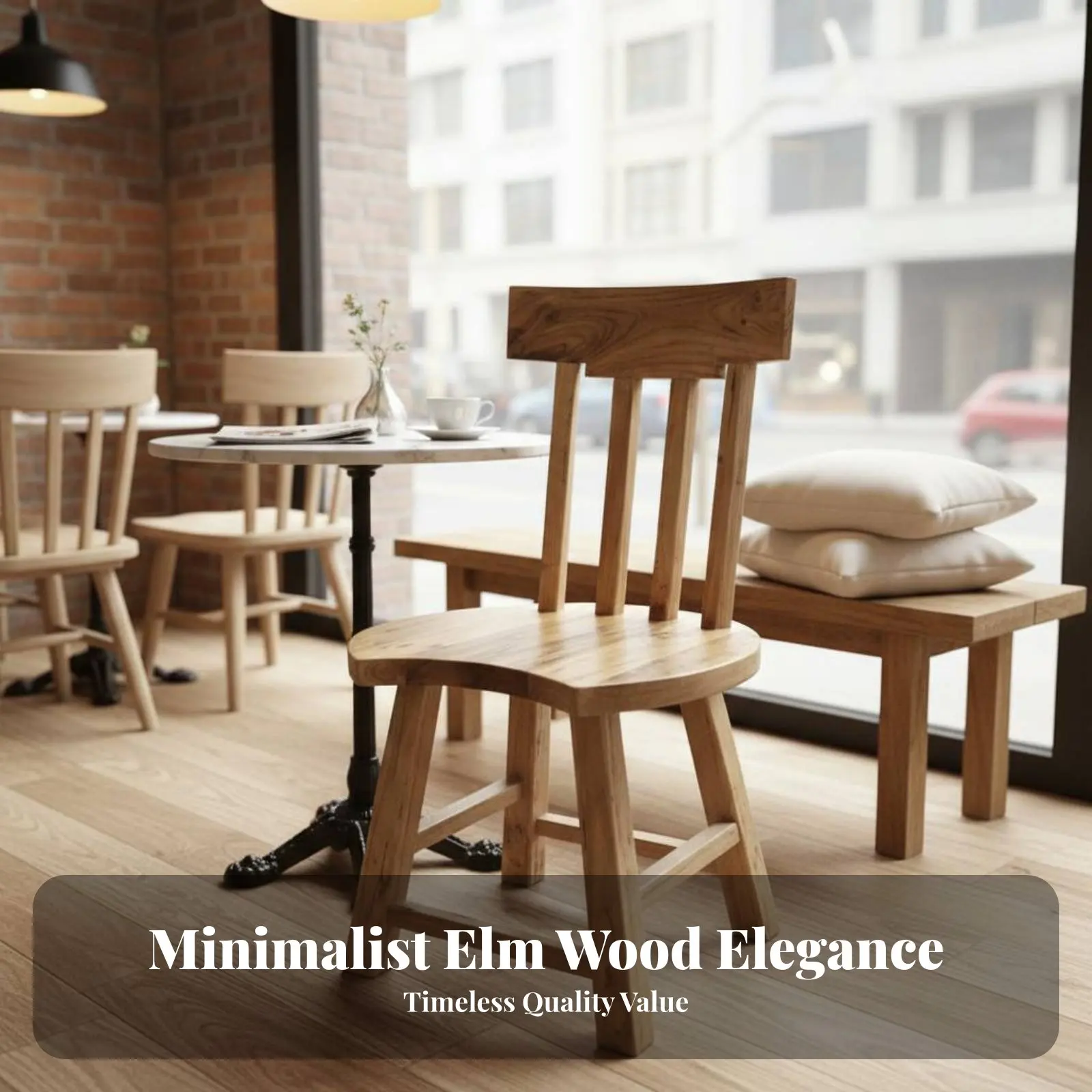 Wooden Armchair with Backrest Sturdy Wood Construction Indoor Furniture Traditional Design Multi-Purpose for Readers