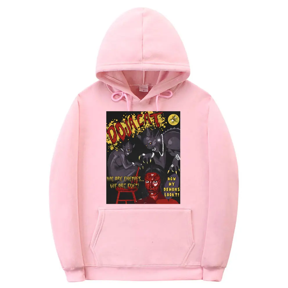 Sudadera con capucha con estampado gráfico de rapero Doja Cat Scarlet Tour para hombre y mujer, ropa de calle de gran tamaño, sudadera de Hip Hop con aspecto de My Demons