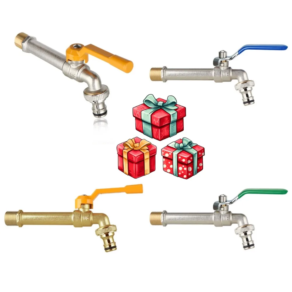 

Blue Industrial and Home Irrigation Zinc Alloy Garden Long Bibcocks with Dual Nipple and Outdoor Balcony Faucet Bathroom Faucet