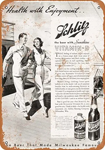 Metal Sign - 1936 Schlitz Beer with Vitamin D - Vintage Look