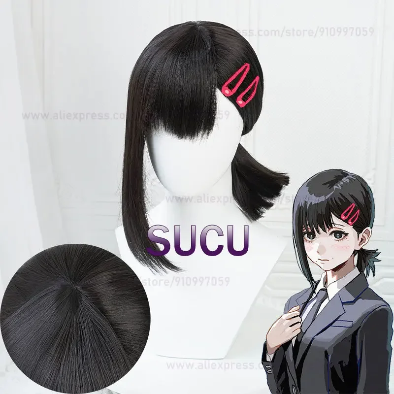 Anime Higashiyama Kobeni Peruca Cosplay, Perucas Pretas, Resistência ao Calor, Cabelo Sintético, Cabelo COS Halloween, 38cm