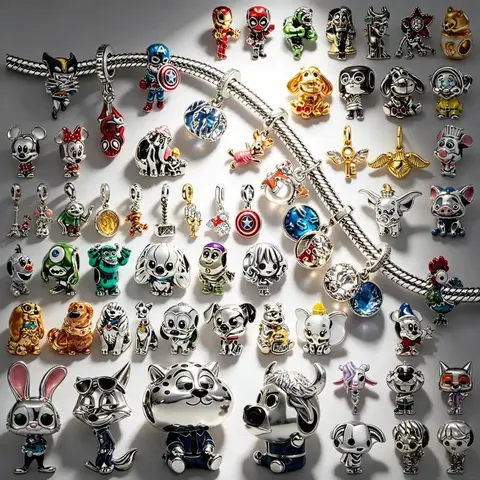 Hot Sale Fine Charm Spider-Man Dumbo&Mom Moana Pua The Pig Mickey Mouse Beads Fit Original 925 Silver Bracelets DIY Jewelry Gift