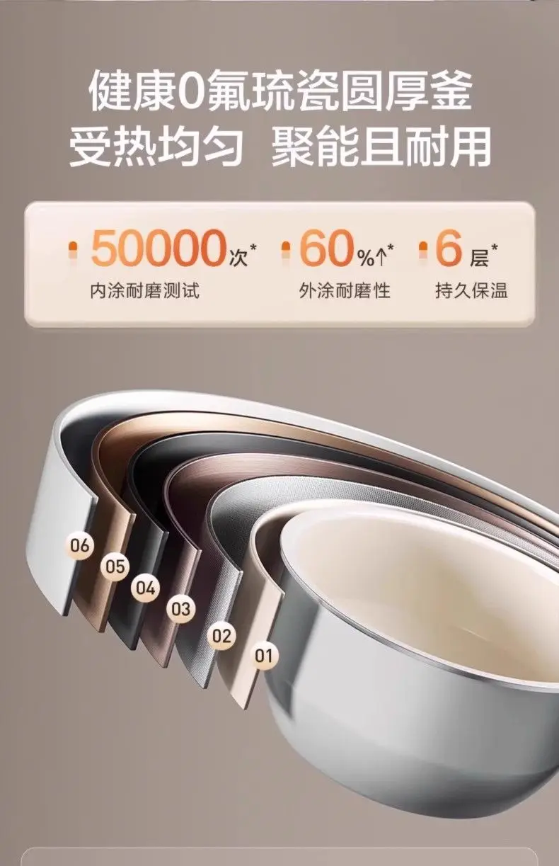 Supor المنزلية 25 جديد 4L متعدد الوظائف 3 إلى 8 أشخاص الخزف 0 غلاية سميكة الفلور خزان داخلي الذكية الحبوب جهاز طبخ الأرز