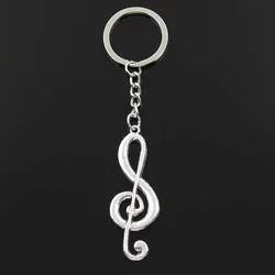 Fashion Musical Note 60x21mm Pendant 30mm Key Ring Metal Chain Silver Color Men Car Gift Souvenirs Keychain Dropshipping