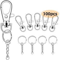 100pcs Metal Keyring Keychain Split Rings Keyfob Key Rings Key Chain Key Pendant Ring Stainless Steel Rings