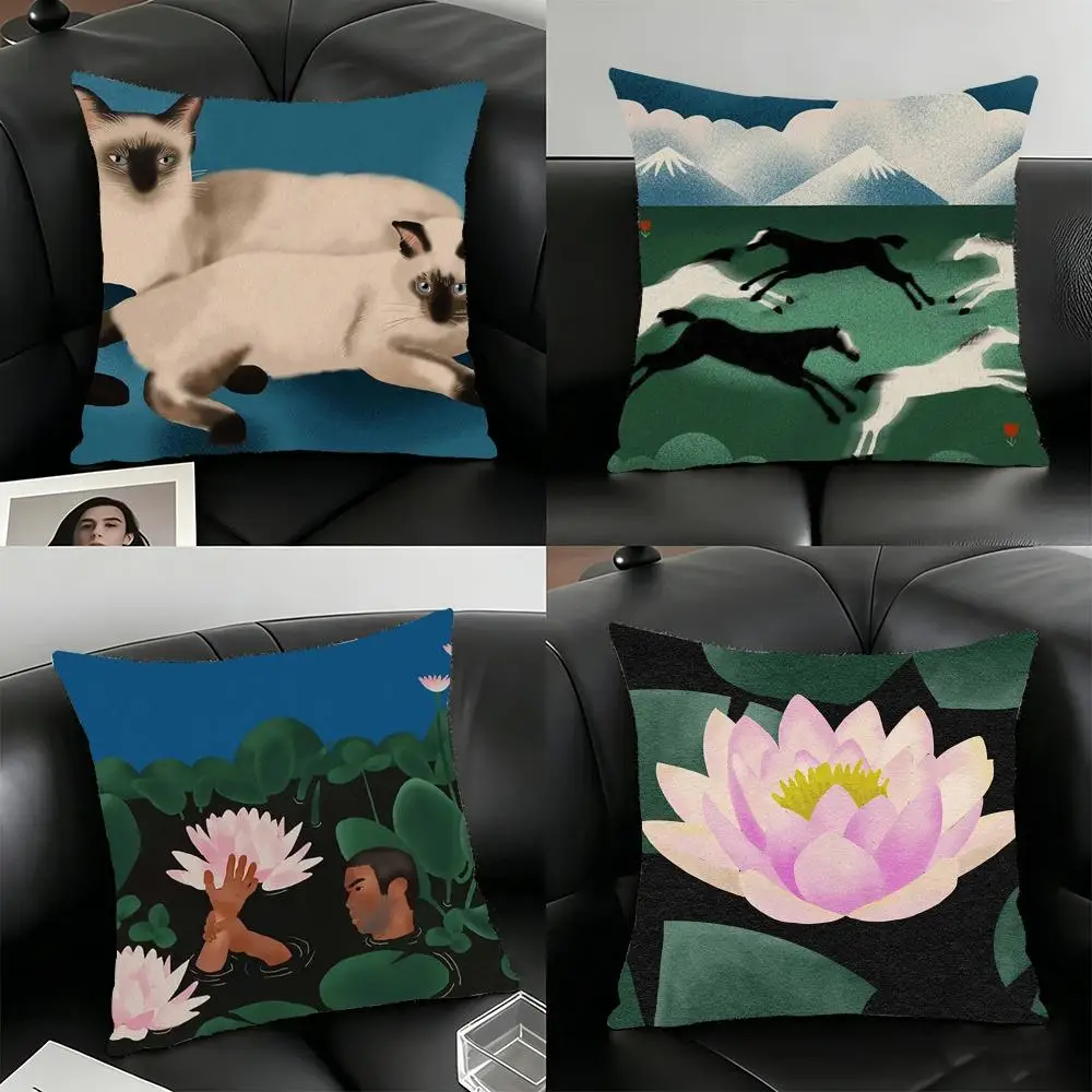Artist B-Bel Mehta Cushion Cover Soft Plush Pillowcase Double Sided Cushion Cover for Sofa Bedroom Home Decor Gift
