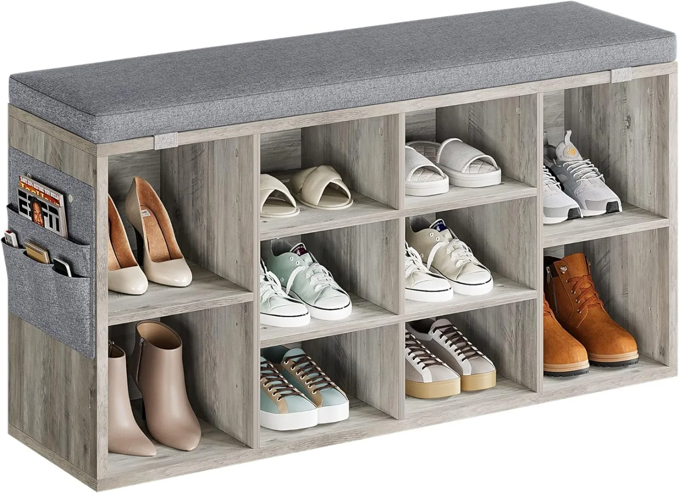 

Shoe Storage Bench with Cushion, Small Shoe Rack Bench with 3-Tier Adjustable Shelf for Entryway, Bedroom, Living Room,Hallway