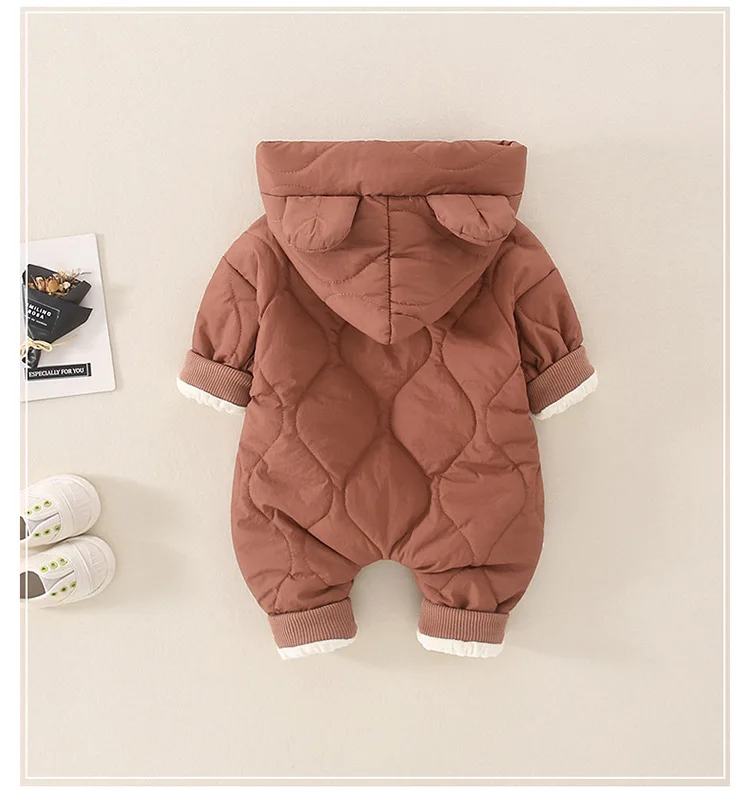 Newborn jumpsuit for autumn and winter children\'s warmth Long sleeved thickened jumpsuit for girls and boys Warm romper