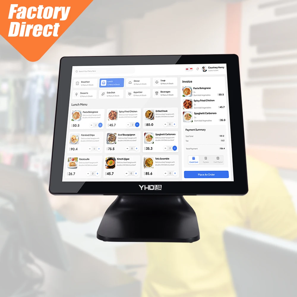 15 Inch Android Windows POS Machine Electronic Touch Screen Cash Register For Supermarket Restaurants Small Business
