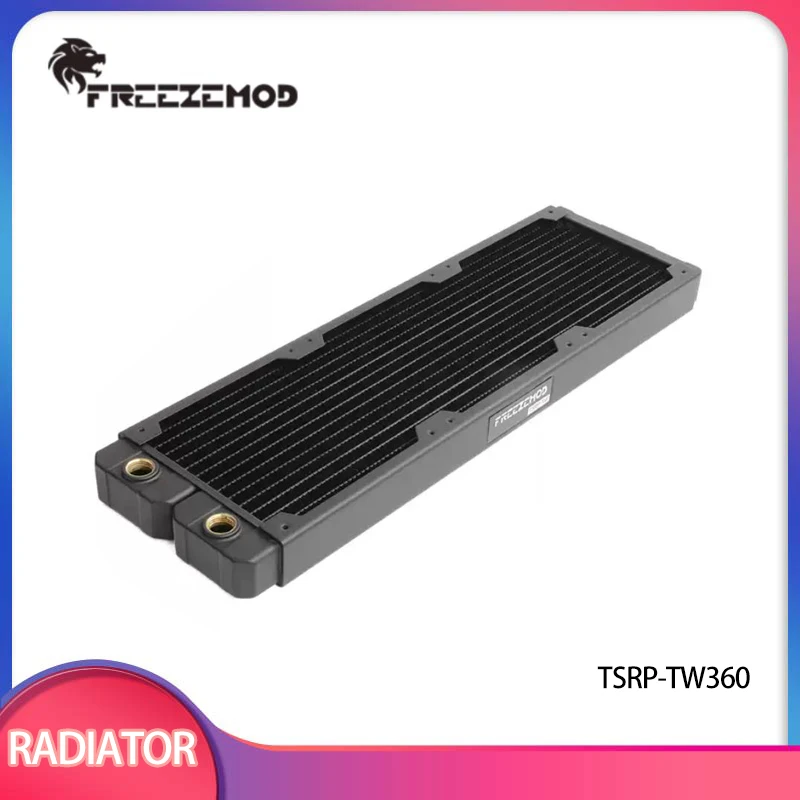 FREEZEMOD Computer Water Cooling Copper Radiator 360mm 14 Flat Tube Single Layer Copper Fin for 120mm Fan Black White TSRP-TW360