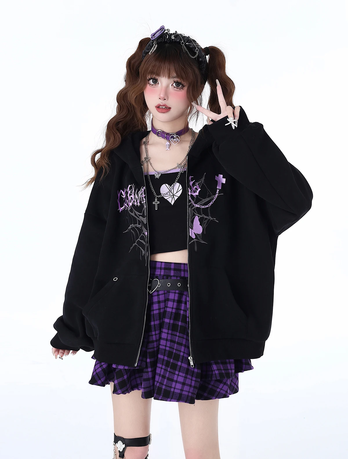 Spring and Autumn Long Sleeve Pink Hoodie for Women Original Sweet Punk Loose Versatile Hoodie Jacket Early Spring Sweatshirt