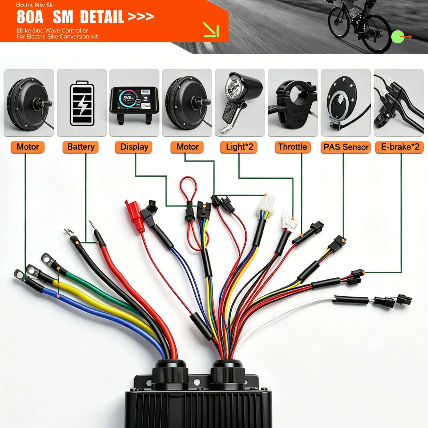 36V/48V/52V/60V/72V E-Bicycle  - Sine Wave Controller 48V 72V 80A recension och pris