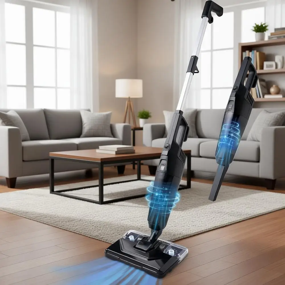 

Cordless 600W Powerful Suction Stick Vacuum Cleaner with 3 Mop Pads for Hardwood, Tile, and Marble Floors