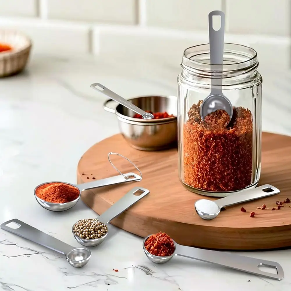 Stainless Steel Measuring Spoons Set Kitchen Tools For Accurate Cooking Baking Coffee Sugar Seasoning Portion Control