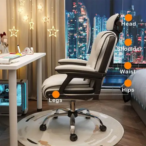 Massage Executive Desk Chair with Heat, Ergonomic Recliner Office Chair with Retractable Footrest and Adjustable Armrest