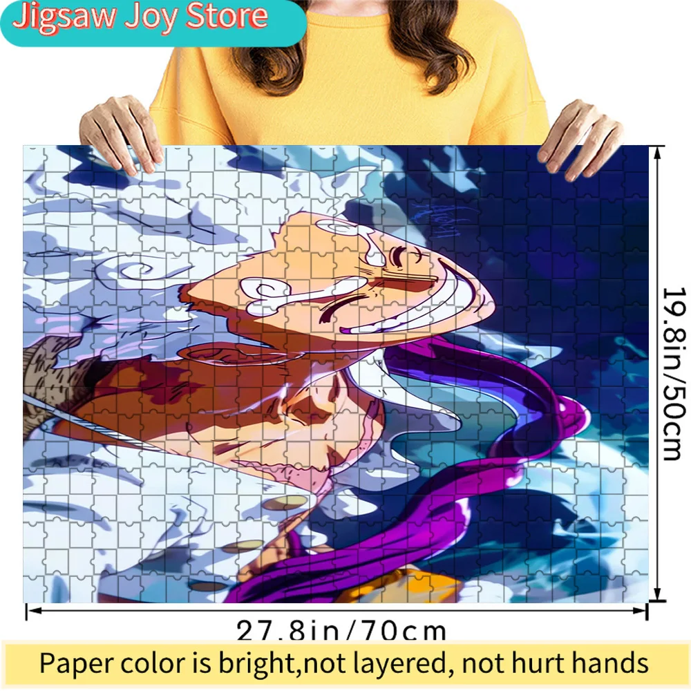 

Premium Paper Jigsaw Puzzle One Piece Monkey D. Luffy Gear 5 Nika Smiling Close-Up Scene Anime Art High Quality Cardboard Puzzle