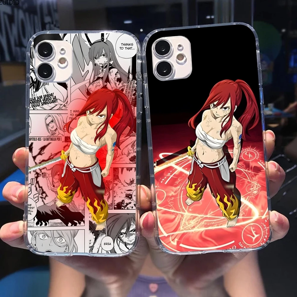 Fairy Tail Erza Mobile Cell Phone Case for iPhone 15 14 13 12 11 X XR XS 8 Pro Max Plus Mini Clear Transparent Phone Cover Shell