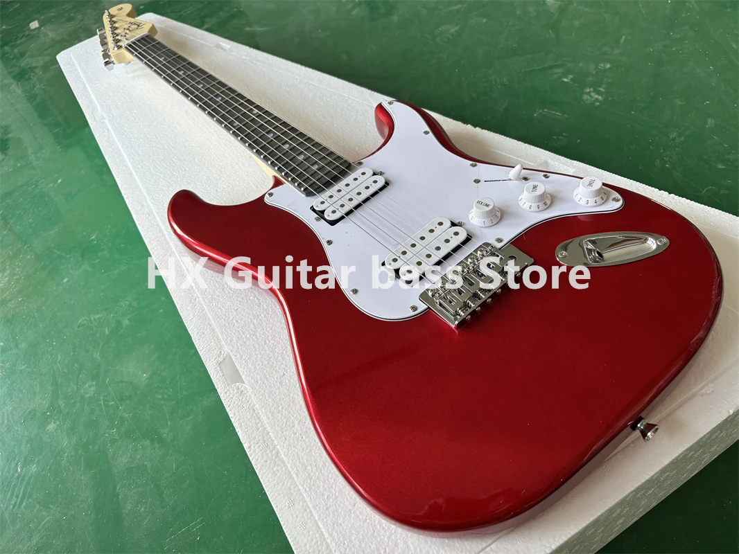 Red electric guitar body trill bridge HH pickup White guard chrome tuner Rosewood fingerboard factory custom