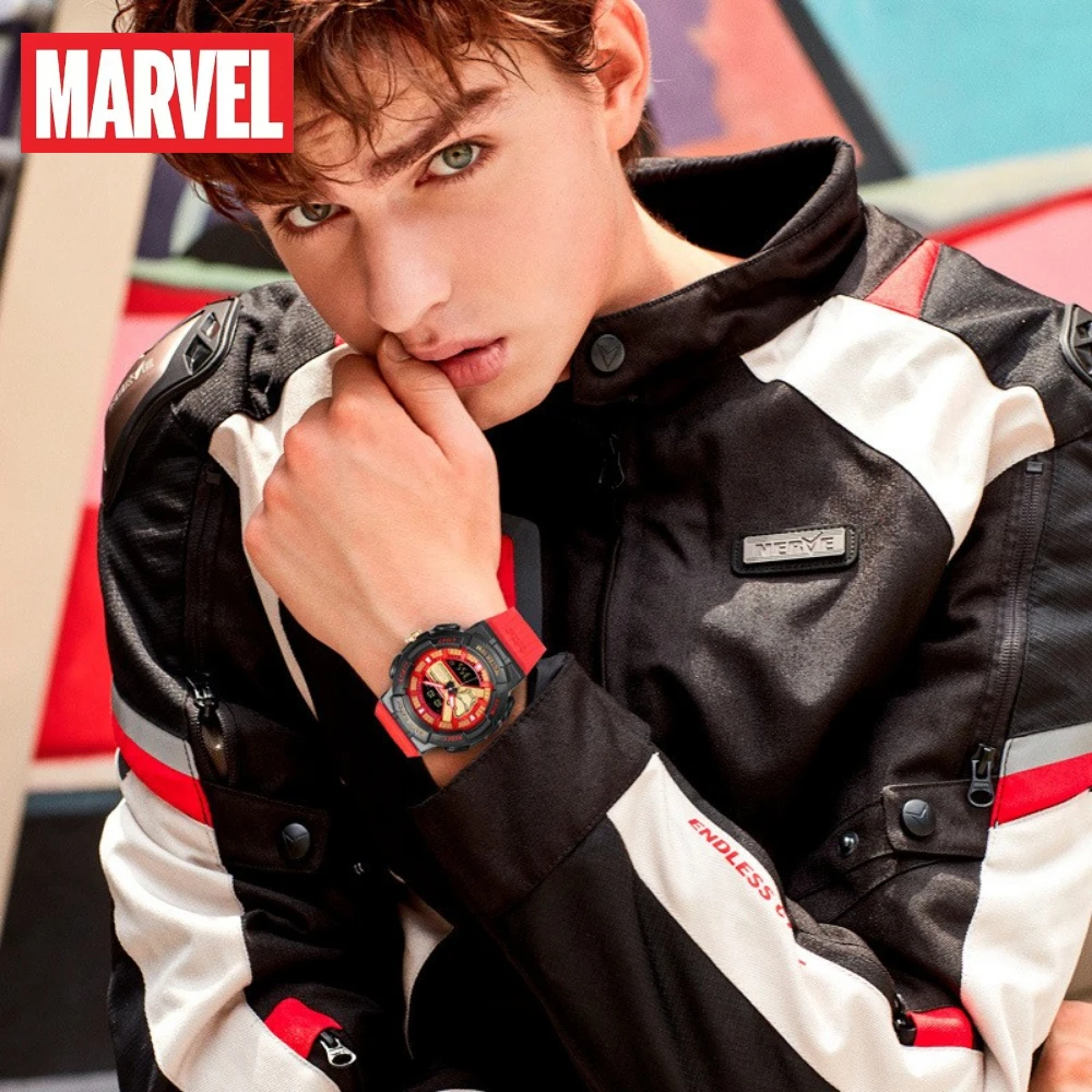 Orologio da uomo Marvel Ironman colore abbagliante Display a doppio movimento quadrante grande orologio digitale da uomo impermeabile luminoso Relogio Masculino