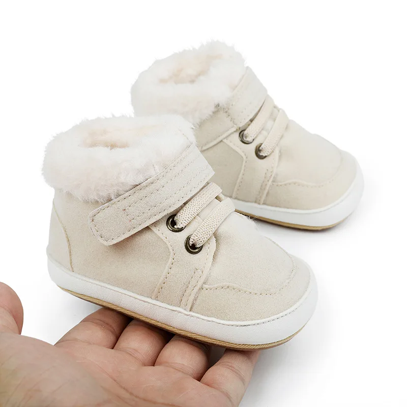 Baby Winter and Autumn Toddler Infant First Walking Shoes Ankle-covered TPR Sole Anti-slip Soft PU 2025 New Arrival 11cm12cm13cm
